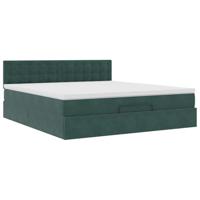 Ottoman bed met matras en LED's 160x200cm fluweel donkergroen - thumbnail