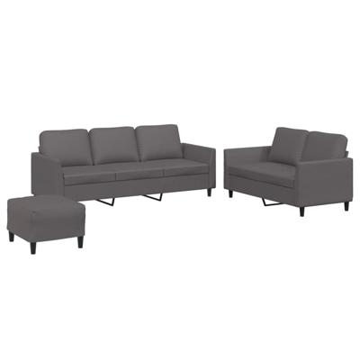 3-delige Loungeset met kussens kunstleer grijs - thumbnail