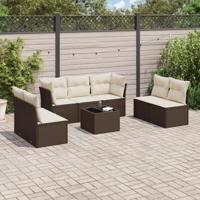 8-delige Loungeset met kussens poly rattan bruin - thumbnail