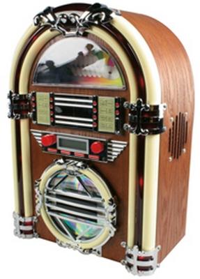 Retro mini jukebox met Bluetooth, FM-radio en CD-speler Retro mini jukebox met Bluetooth, FM-radio en CD-speler