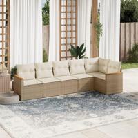 6-delige Loungeset met kussens poly rattan beige - thumbnail