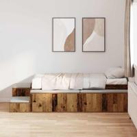 Opbergbedframe met opslag Oud Hout 100 cm Bewerkt hout - thumbnail