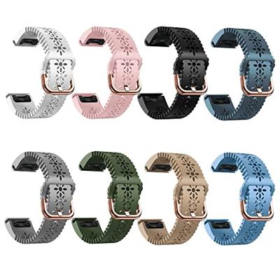By Qubix - Flower siliconen bandje - Wit - Compatible met Garmin Fenix 7s/6s/5s / Instinct 2s / Epix Pro Gen 2 (42mm) - Compatible Garmin bandje - Bandbreedte: 20mm