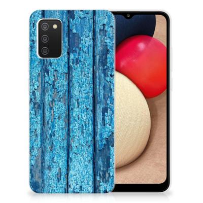 Samsung Galaxy A02s | Bumper Hoesje | Wood Blue