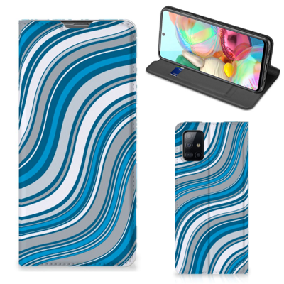 Samsung Galaxy A71 | Hoesje met Magneet | Waves Blue Samsung Galaxy A71 | Hoesje met Magneet | Waves Blue