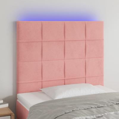 Hoofdbord LED 90x5x118/128 cm fluweel roze