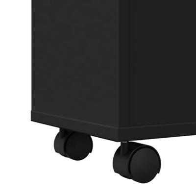 Badkamerkast smal met wielen bewerkt hout zwart