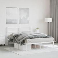 Bedframe met hoofdbord metaal wit 140x200 cm - thumbnail