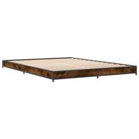 Bedframe bewerkt hout metaal gerookt eikenkleurig 120x200 cm - thumbnail