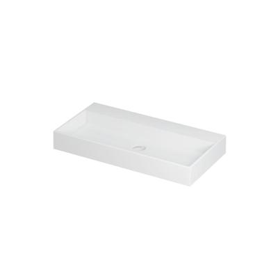 INK United Wastafel Porselein Zonder Kraangat incl. Porseleinen Click Plug en Verborgen Overloop Systeem - 900x450x110 mm - Mat Wit
