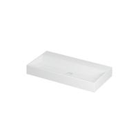 INK United Wastafel Porselein Zonder Kraangat incl. Porseleinen Click Plug en Verborgen Overloop Systeem - 900x450x110 mm - Mat Wit - thumbnail