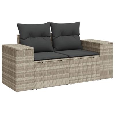 8-delige Loungeset met kussens poly rattan lichtgrijs