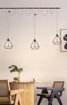 Linen Hanglamp met schakelaar 750 cm, Vintage Hanglamp kit, 3-licht, Geschikt voor woonkamers en landhuizen , DIY kabel set met 3 x E27 lampfittingen, Geschikt voor lampenkappen