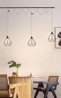 Vintage Hanglamp kit - 3-licht Linen Hanglamp met schakelaar 750 cm - Geschikt voor woonkamers en landhuizen - DIY kabel set met 3 x E27 lampfittingen - Geschikt voor lampenkappen - thumbnail