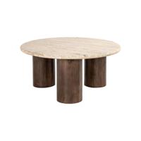 Richmond Ronde Salontafel 'Douglas' Mangohout en Travertin, 90cm - thumbnail