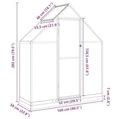 VidaXL Tuinkas met basisframe 169x58x202 cm aluminium groen - thumbnail