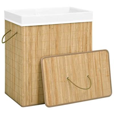 Wasmand met 2 vakken 100 L bamboe