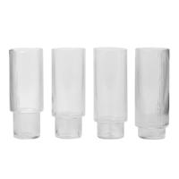 Ferm Living Ripple Longdrinkglazen, set van 4 stuks - Transparant - thumbnail