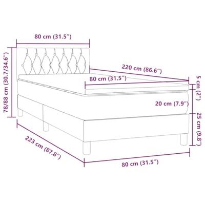 Boxspring met matras fluweel lichtgrijs 80x220 cm