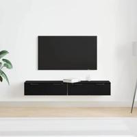 Wandkast 2 pcs Zwart eiken 68 x 30 x 20 cm Bewerkt hout - thumbnail