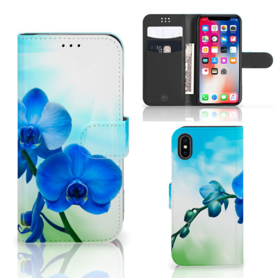 Apple iPhone X | Xs Hoesje Orchidee Blauw - Cadeau voor je Moeder Apple iPhone X | Xs Hoesje Orchidee Blauw - Cadeau voor je Moeder