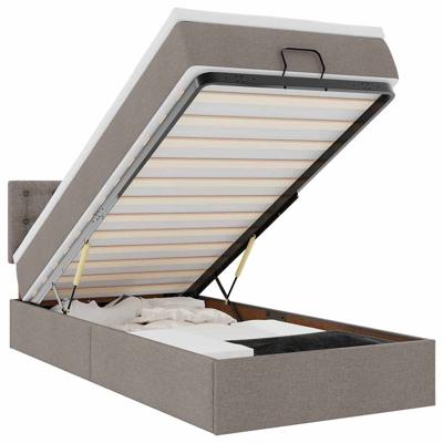 Ottoman bed met matras 90x190cm stof taupe - thumbnail