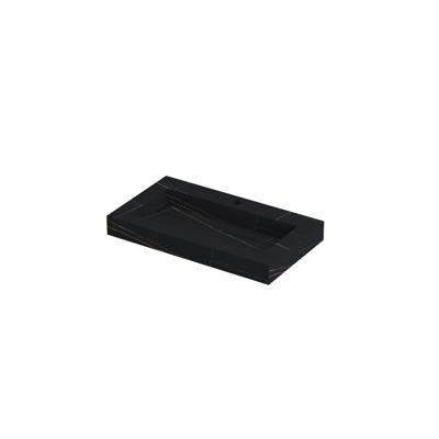 INK Pitch Wastafel Keramische Slab Bak met Drain en Front en Side Skirts 1 Kraangat - 800x450x90 mm - Lauren Black Mat
