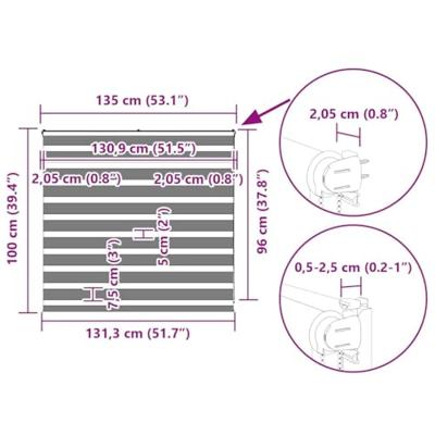 VidaXL Zebra rolgordijn 135x100 cm stofbreedte 130,9 cm lichtgrijs