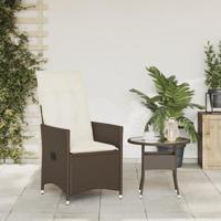 Tuinstoel verstelbaar met kussens poly rattan bruin - thumbnail