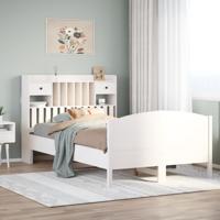 Bed met boekenkast zonder matras grenenhout wit 140x200 cm - thumbnail