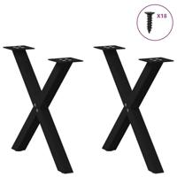 Salontafelpoten 2 st X-vormig 38x(42-43) cm staal zwart - thumbnail