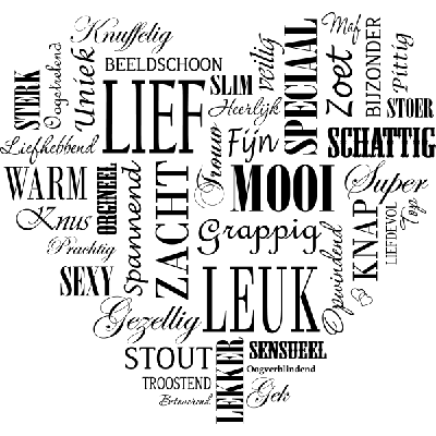 Hartvorm met woorden - Muursticker Hartvorm met woorden - Muursticker