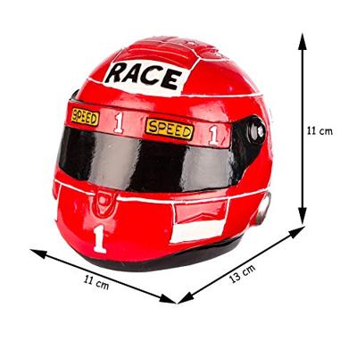 Spaarpot motorhelm rood, gemaakt van poly, 14x11x11 cm