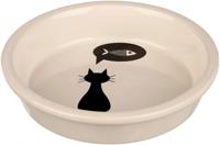 Trixie voerbak keramiek wit met silhouette kat - thumbnail