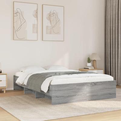 Bedframe bewerkt hout grijs sonoma eikenkleurig 135x190 cm