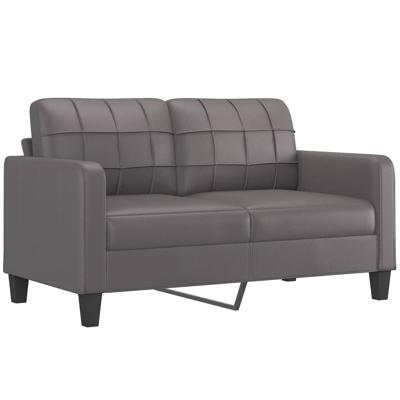 3-delige Loungeset met kussens kunstleer grijs - thumbnail