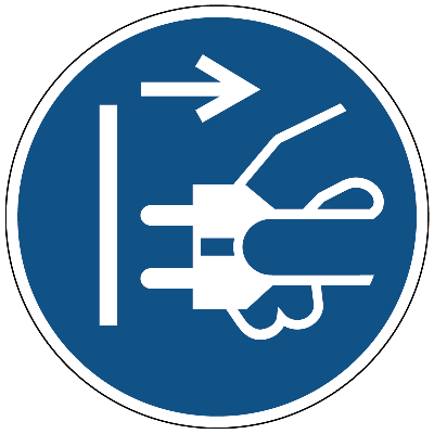 Voor het openen stekker uit stopcontact trekken gebods- Ø 100 mm - Sticker