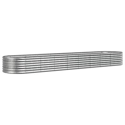VidaXL Plantenbak 368x80x36 cm gepoedercoat staal zilverkleurig