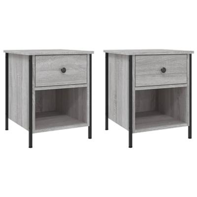 Nachtkastjes 2 st 40x42x50 cm bewerkt hout grijs sonoma eiken