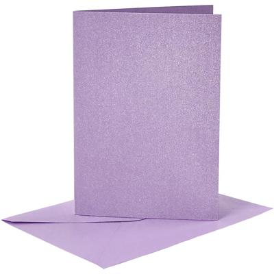 Creativ Company Kaarten en enveloppen, afmeting kaart 10,5x15 cm, afmeting envelop 11,5x16,5 cm, parelmoer, 120+210 gr, paars, 4 set/ 1 doos