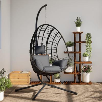 VidaXL Hangstoel met standaard rattan en staal antracietkleurig