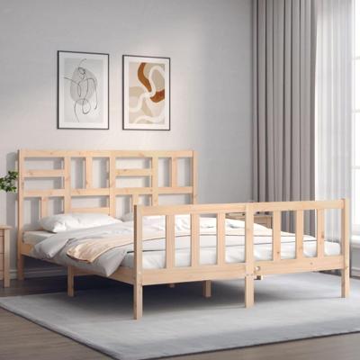 Bedframe met hoofdbord massief hout