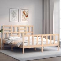 Bedframe met hoofdbord massief hout - thumbnail