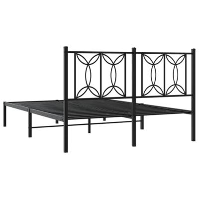 Bedframe met hoofdbord metaal zwart 140x190 cm