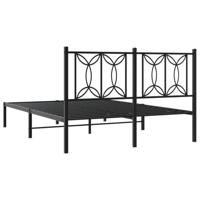 Bedframe met hoofdbord metaal zwart 135x190 cm - thumbnail