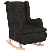 Fauteuil met massief rubberwood schommelpoten stof zwart - thumbnail