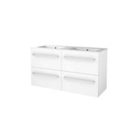 Basic-Line Start 46 Badkamermeubelset - 120 x 46 cm - Met Grepen - 4 Lades - Keramische Wastafel - 2 Kraangaten - Ice White - thumbnail