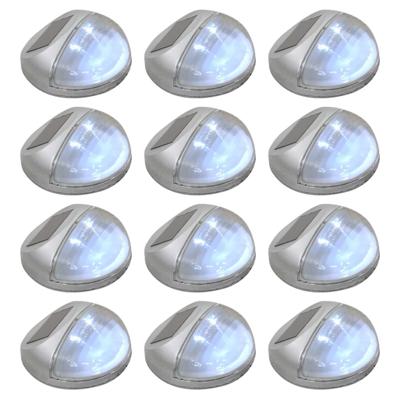 VidaXL Led-wandlampen solar rond zilver 12 st