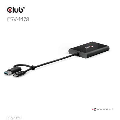 club3D USB-C Adapter [1x USB-C stekker, USB-A-stekker - 2x DisplayPort bus] CSV-1478 0.18 m