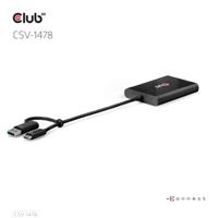 club3D USB-C Adapter [1x USB-C stekker, USB-A-stekker - 2x DisplayPort bus] CSV-1478 0.18 m - thumbnail